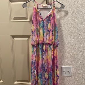 Peach Love California rainbow snakeskin print maxi dress